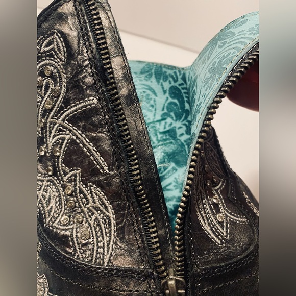 Corral Western Leather Ankle Boots Handcrafted Women's Size 7M Side Zip NWT - Picture 7 of 10